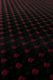 Polyester Swiss Dot Brocade with Maroon Dots0