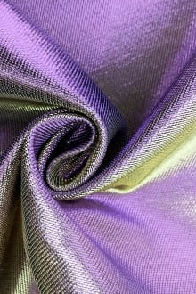 French Cotton Blend Iridescent Metallic Twill in Lilac and Gold0