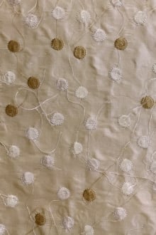 Iridescent Silk Shantung with Embroidered Dots0