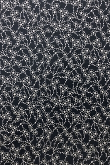 Cotton Broadcloth With Floral Print in Navy and White0