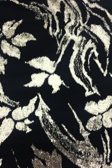 Silk Lurex Panne Velvet with Floral Motif in Black and Gold0