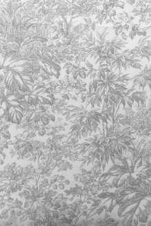 Cotton Broadcloth White And Grey Chinoiserie Print 0