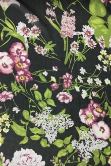 Printed Silk Chiffon with Florals in Black0