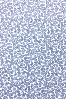 Cotton Broadcloth With Paisley Print in White And Blue 0