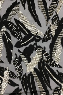 Polyester and Lurex Burnout Velvet with Large Leaves0