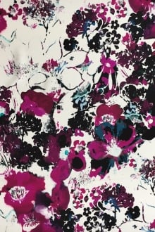 Printed Silk Mikado with Abstract Painted Flowers0