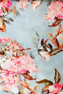 Printed Silk Mikado with Trumpet Lilies 0