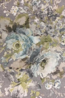 Linen Viscose Upholstery Watercolor Florals Print0