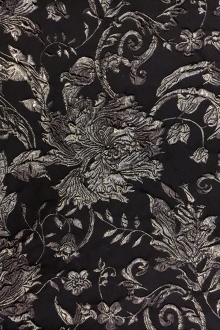 Silk Blend Metallic Cloque with Florals and Damask Patterns0