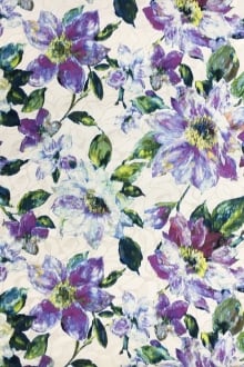 Silk and Cotton Blend Jacquard with Abstract Watercolor Flowers0