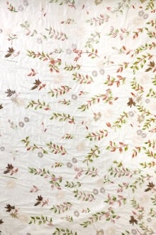 Embroidered Silk Shantung with Leaves and Vines0