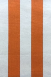 Cotton Upholstery 1.5" Stripe In Orange And White0