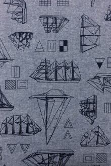 Cotton Chambray Nautical Print In Indigo0