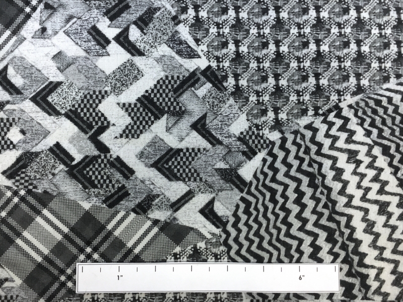 Handkerchief Linen Black And White Collage Digital Print3