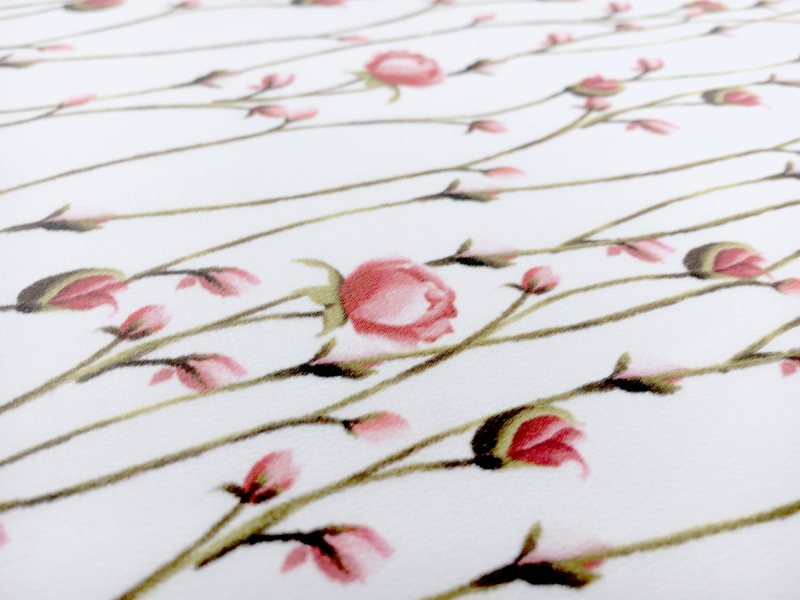 Printed Silk Crepe de Chine with Baby Rosebuds2