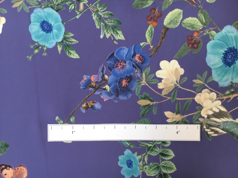 Printed 6Ply Silk Crepe with Large Vibrant Flowers 1