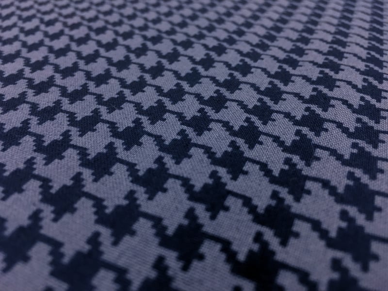 Cotton Broadcloth Houndstooth Print In Indigo2