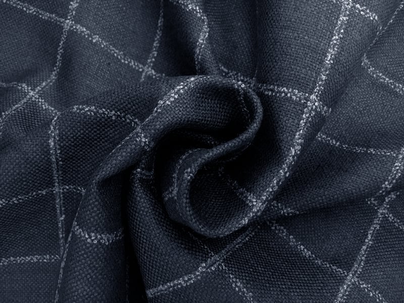 Italian Silk Linen Wool Blend Window Pane in Navy1