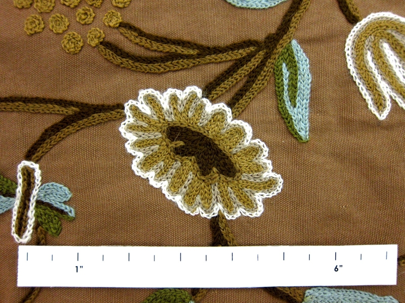 Floral Crewel Embroidery on Cotton Canvas1