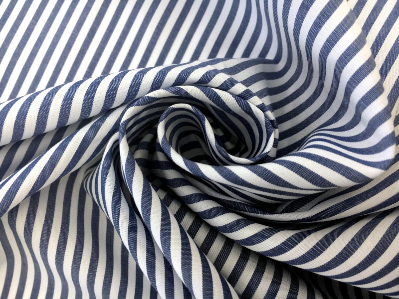 Pima Cotton Shirting Stripe in Indigo1