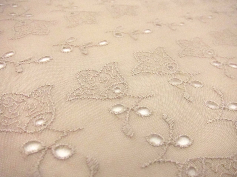 Cotton Voile Eyelet in Taupe2