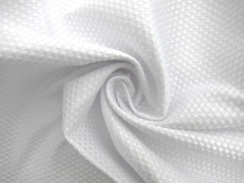 Stretch Cotton Poly Blend Pique in White1