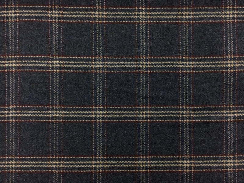 Italian Stretch Wool Blend Plaid Suiting in Blue0