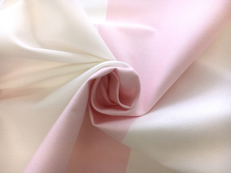 Upholstery Cotton Twill 6" Stripe in White and Pink1