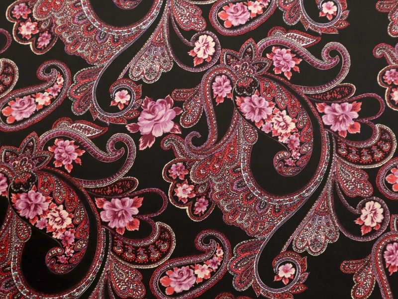 Silk Charmeuse With Floral Paisley Print Bandj Fabrics