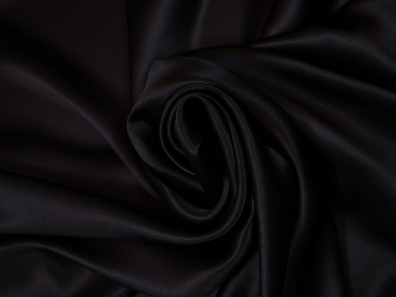 Solid silk charmuese in Black- draped