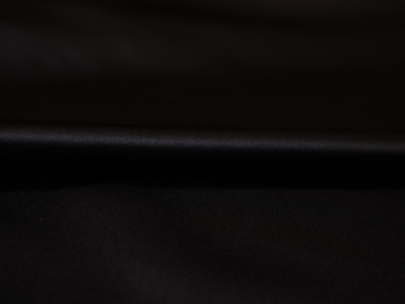 Solid silk charmuese in black- flat