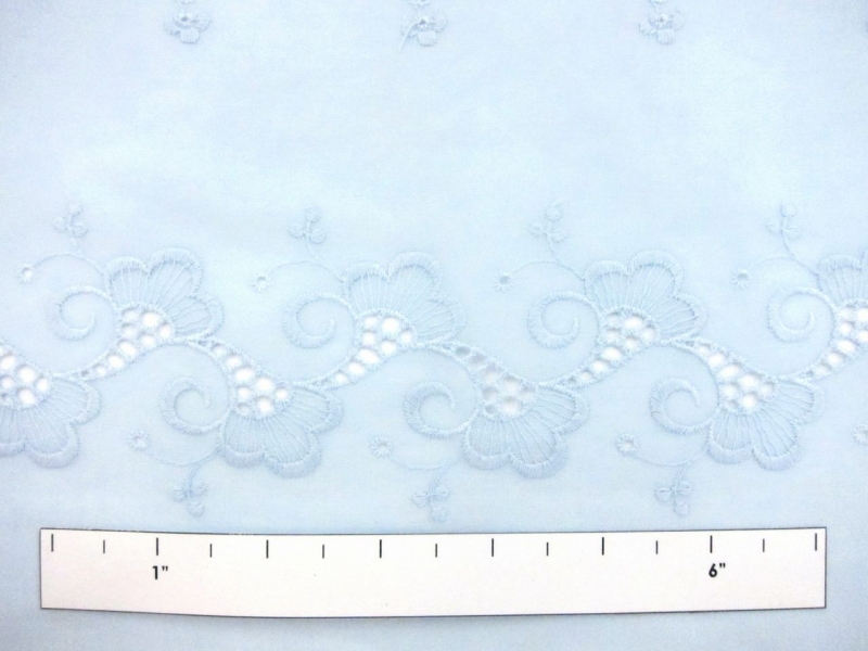 Embroidered Cotton Voile Eyelet in Sky Blue2