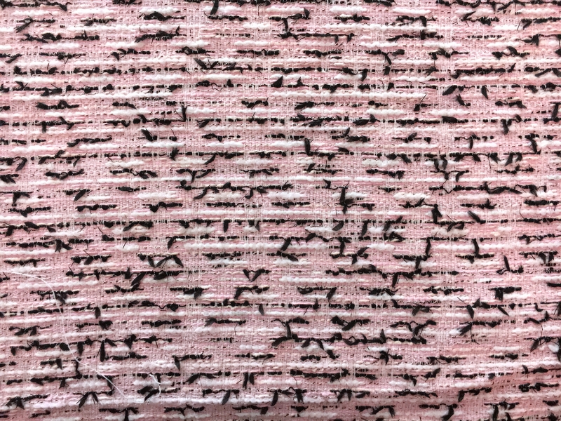 Italian Cotton Blend Tweed in Pink Black White0