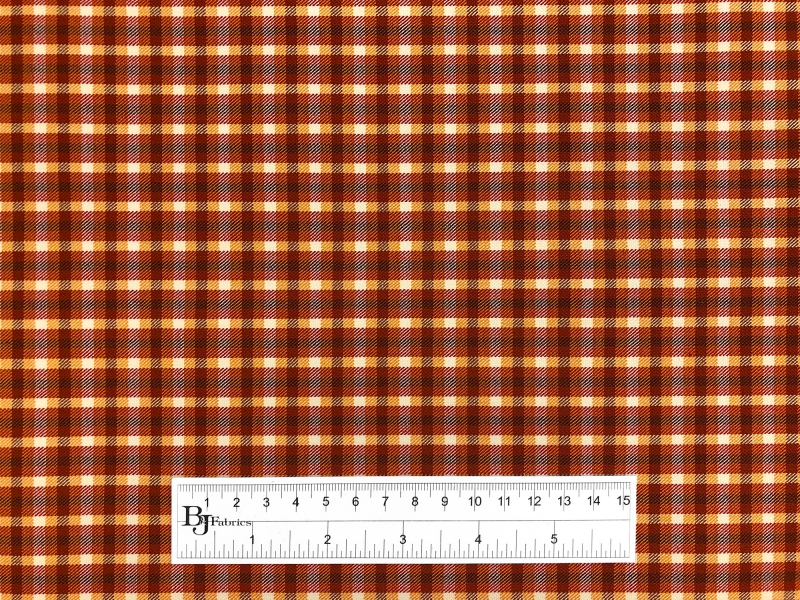 Stretch Wool Suiting Tattersall Plaid in Orange3