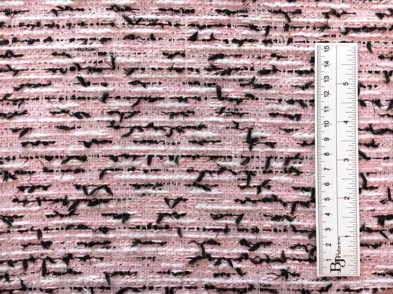Italian Cotton Blend Tweed in Pink Black White3