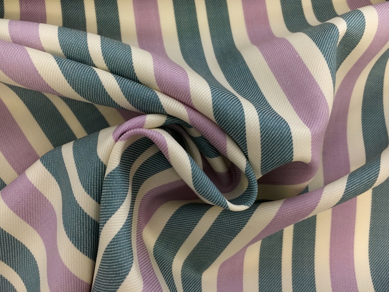 Wool Lycra Suiting Stripe in Teal and Lilac1