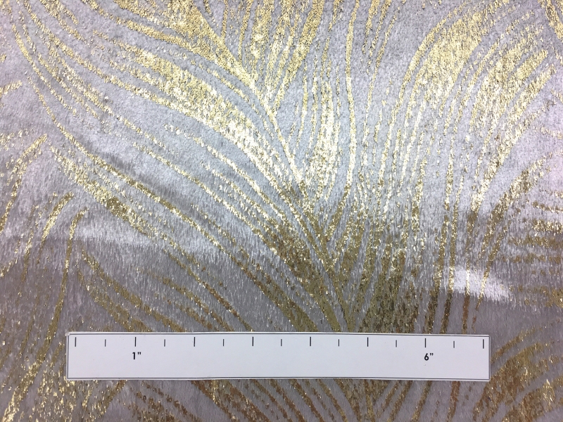 French Silk Lurex Panne Velvet With Feather Motif1