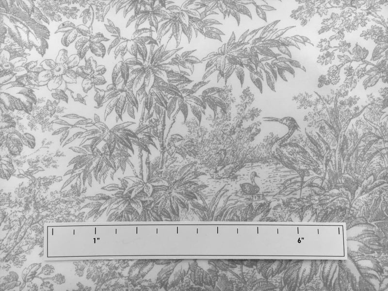 Cotton Broadcloth White And Grey Chinoiserie Print 1