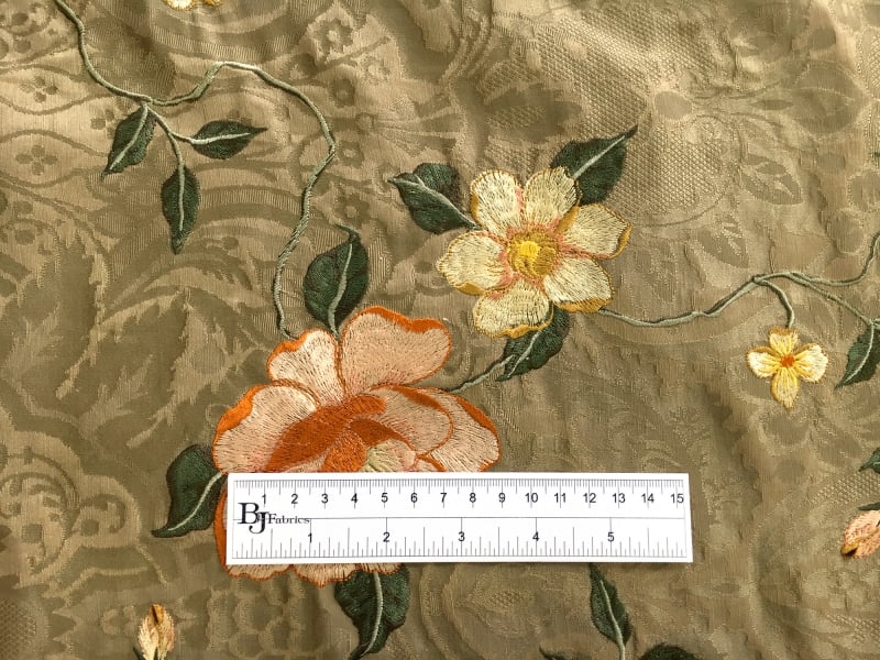 Embroidered Silk Brocade with Florals1