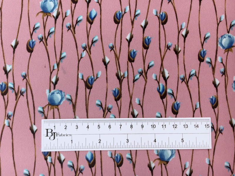Printed Silk Crepe de Chine with Baby Rosebuds1