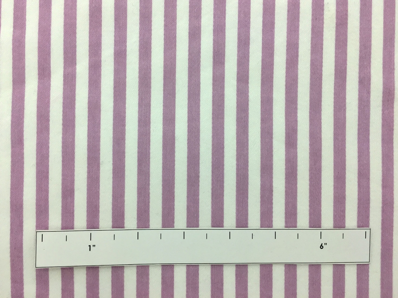Cotton Sateen 1/4" Stripe In Lilac And White1