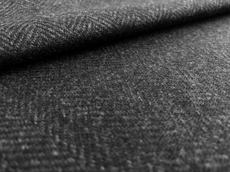 Zegna Cashmere Herringbone Suiting in Charcoal Grey0
