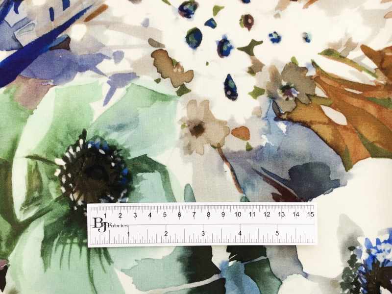 Printed Silk 6Ply Crepe with Watercolor Florals1