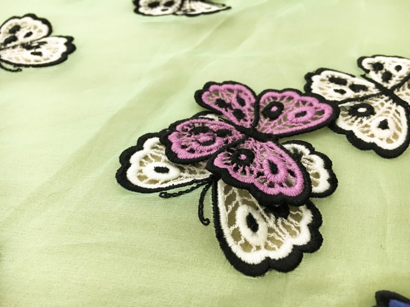 Forster Willi Embroidered and Appliquéd Butterflies on Silk Organza4