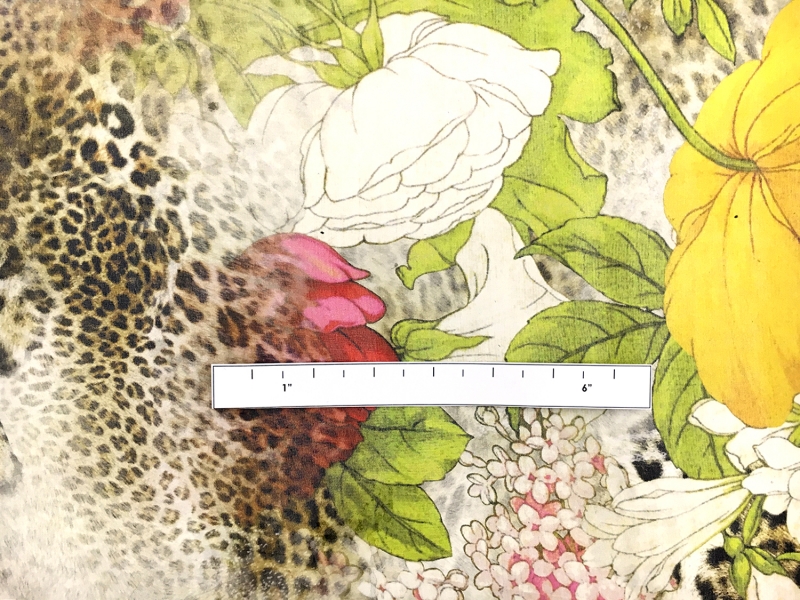 Printed Silk Chiffon with Leopard Print and Flowers1