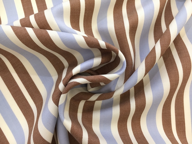 Wool Lycra Suiting Stripe in Brown and Blue1