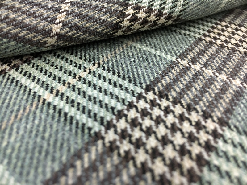 Italian Silk Linen Wool Blend Plaid in Sage2