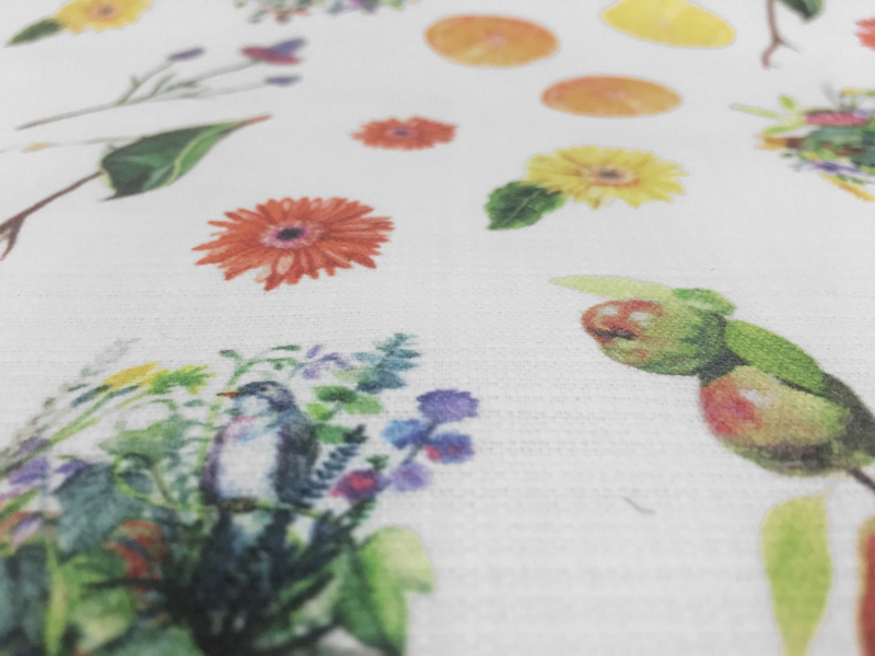 Textured Cotton With Fruits And Flowers Prints2