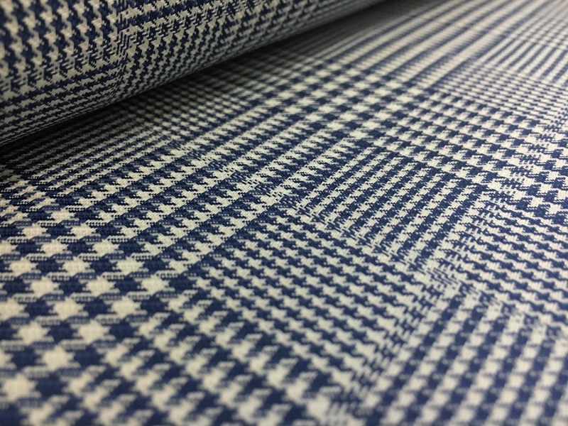 Italian Wool Lycra Glen Plaid in Blue2