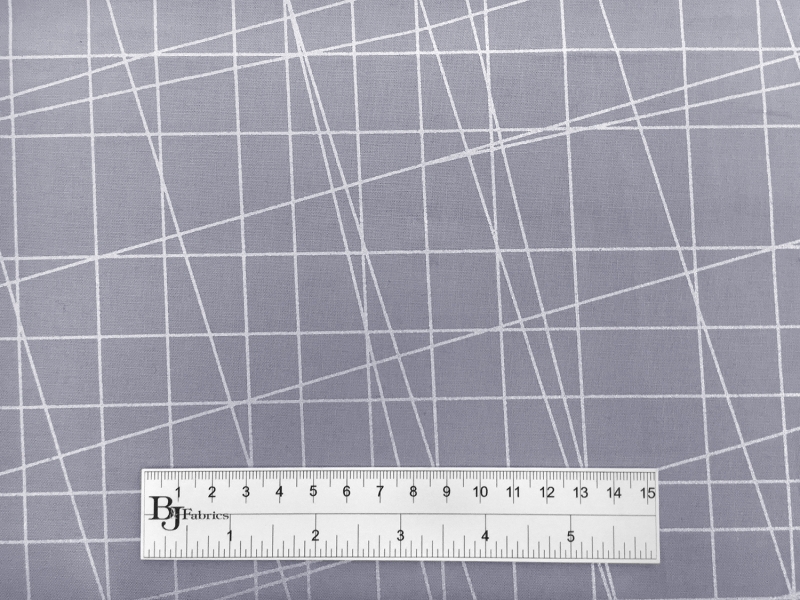 Cotton Broadcloth Metallic Grid Print in Slate3